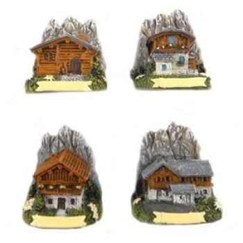 Magnet Sommer Berg Bauernhaus 4fach